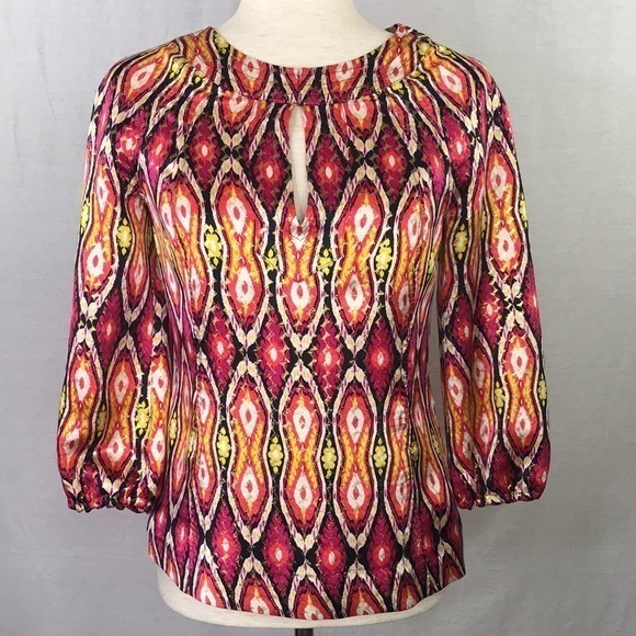 Tory Burch Tops - TORY BURCH Lisa Ikat Silk Voile Tunic Blouse sz 2